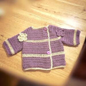 Handmade Girl Flower Toddler/Doll Overlapping Sweater